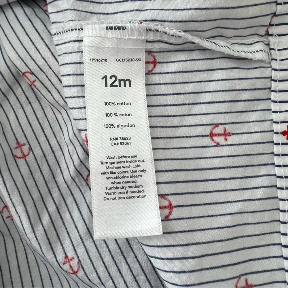 Carter’s Just One You white blue pinstripe red anchor print dress nautical